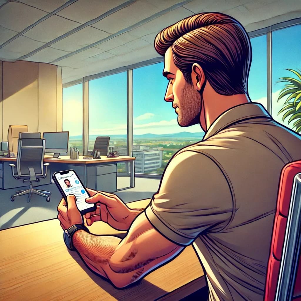 Homme rédigeant un email dans son bureau